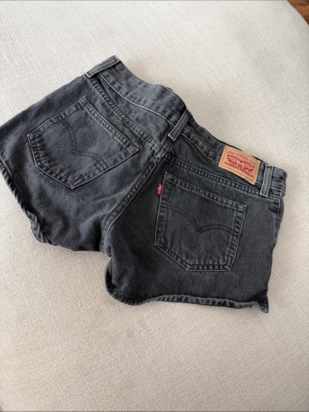 Levi's Washed Black Superlow Denim Shorts size 28